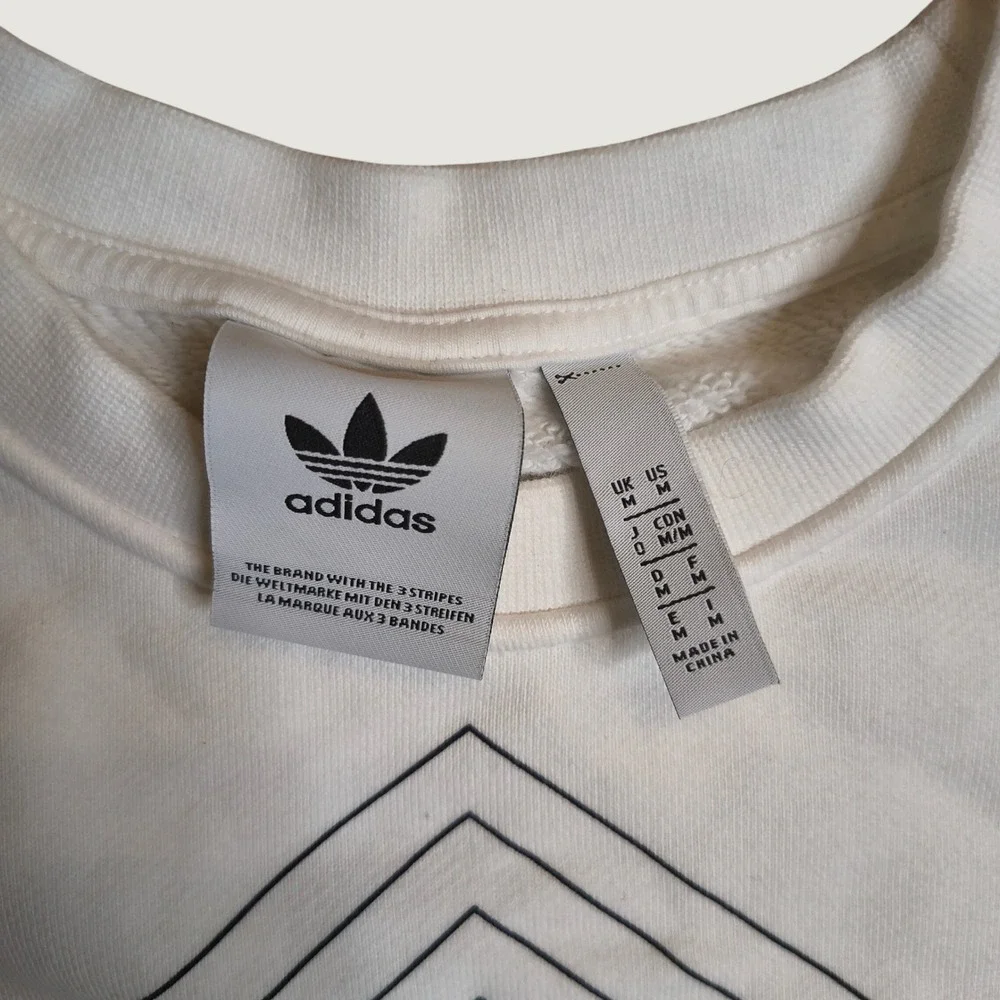 Adidas Originals Trefoil Sweatshirt Men Size M White Red Graphic Pullover